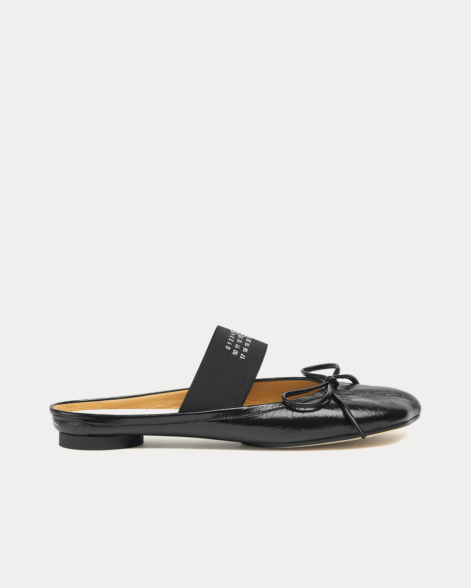 MAISON MARGIELA Size 10 Black Leather Slip On Flats