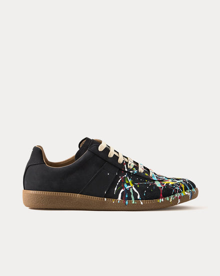 Maison Margiela Replica Paint Black Low Top Sneakers - 1
