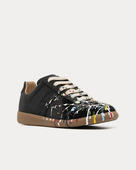 Maison Margiela Replica Paint Black Low Top Sneakers - 3