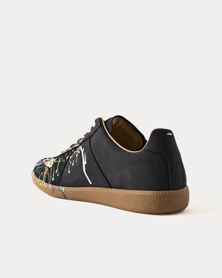 Maison Margiela Replica Paint Black Low Top Sneakers - 4