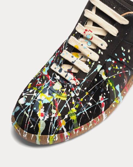 Maison Margiela Replica Paint Black Low Top Sneakers - 5