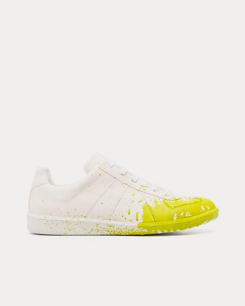 Maison Margiela Paint Replica Canvas White / Yellow Low Top Sneakers - 1