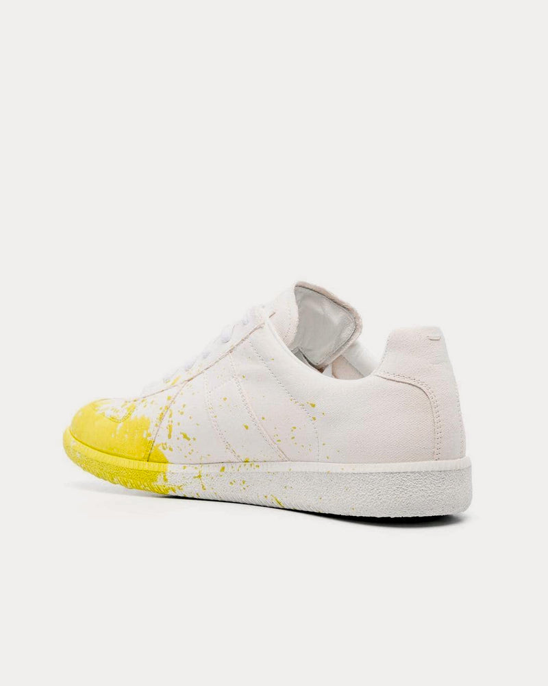 Maison Margiela Paint Replica Canvas White / Yellow Low Top Sneakers - 3