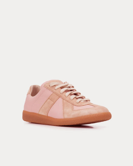 Maison Margiela Replica Leather & Suede Peach Low Top Sneakers - 3