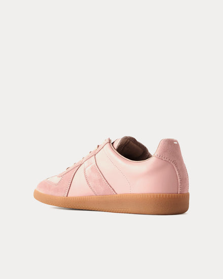 Maison Margiela Replica Leather & Suede Peach Low Top Sneakers - 4