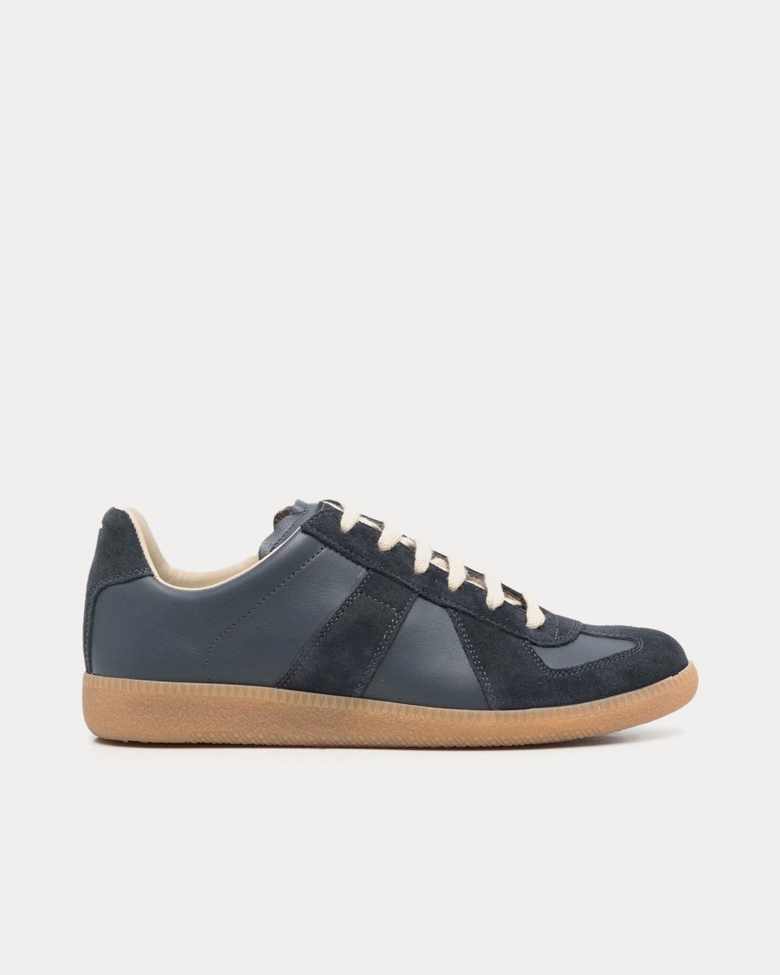 Maison Margiela - Replica Leather Pewter Low Top Sneakers