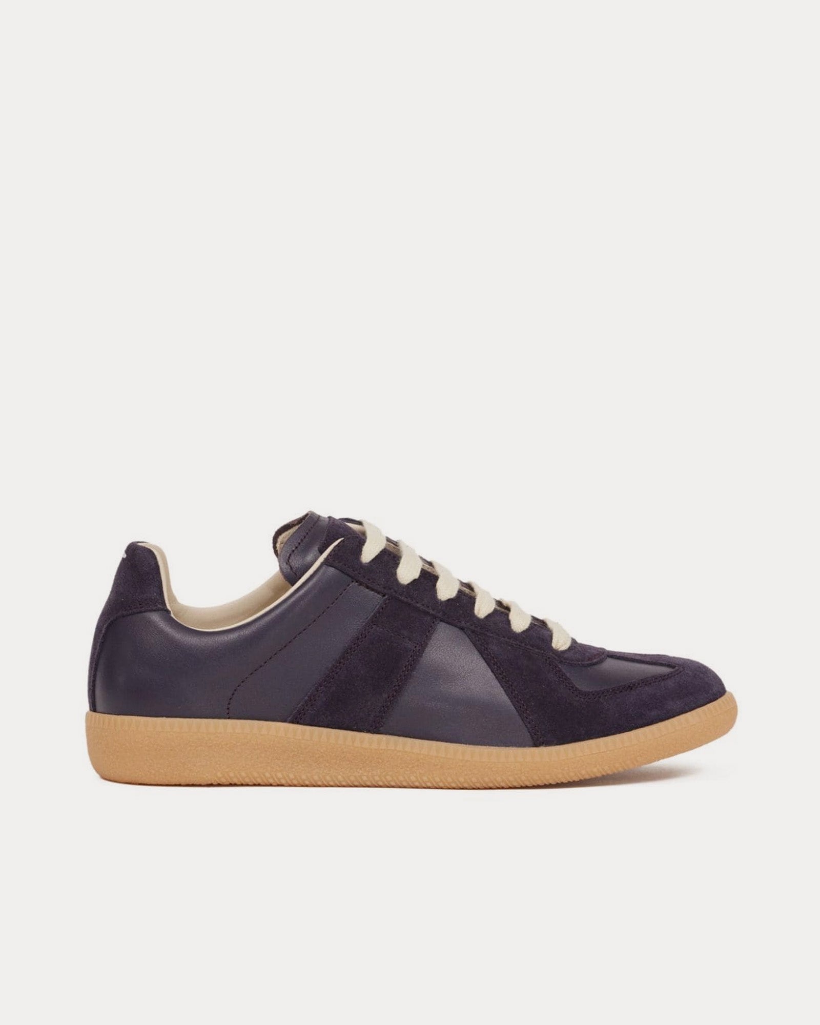 Maison Margiela Men's Replica Leather & Suede Aubergine Low Top
