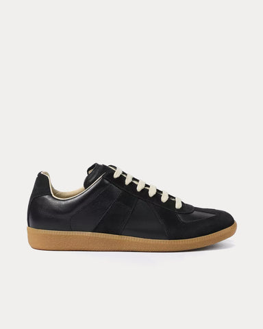 Maison Margiela Replica Leather & Suede Black Low Top Sneakers
