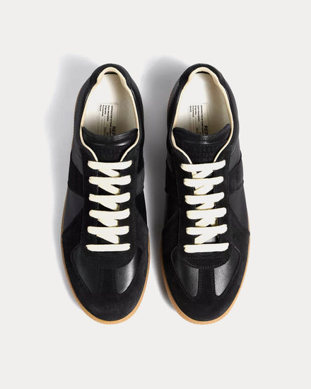 Maison Margiela Replica Leather & Suede Black Low Top Sneakers - 2