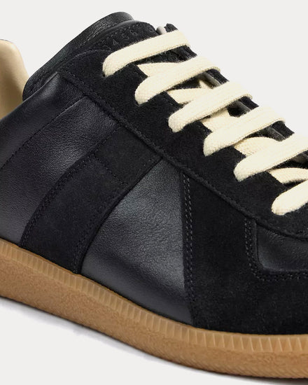 Maison Margiela Replica Leather & Suede Black Low Top Sneakers - 6