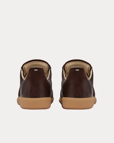 Maison Margiela Replica Leather & Suede Brown Low Top Sneakers - 3