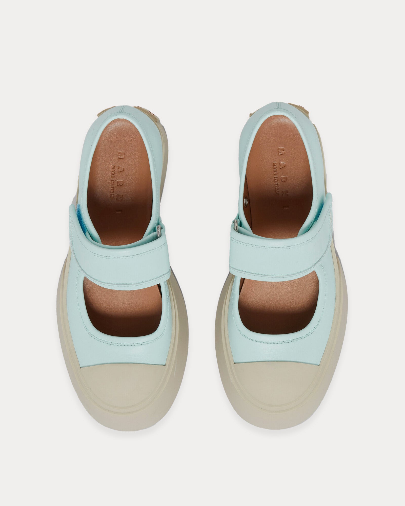 Marni - Mary Jane Leather Light Blue Slip On Sneakers