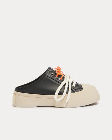 Marni Pablo Lace-Up Leather Black Sabots