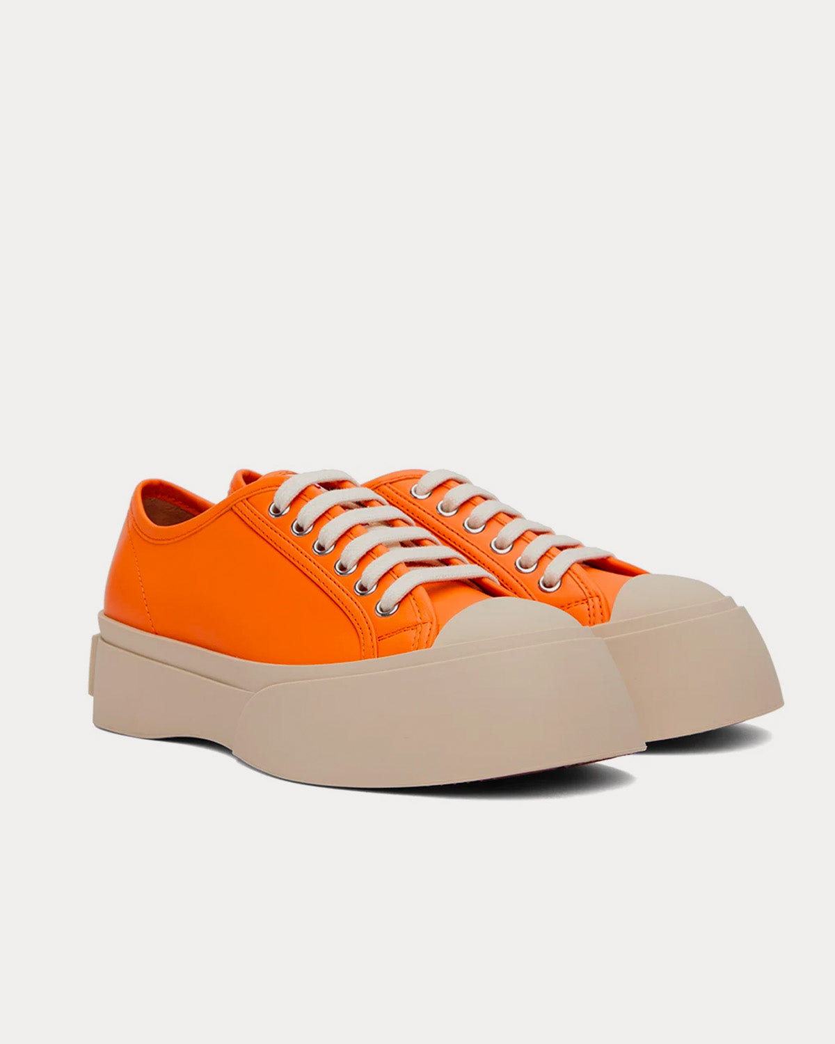 Marni - Pablo Leather Orange Low Top Sneakers