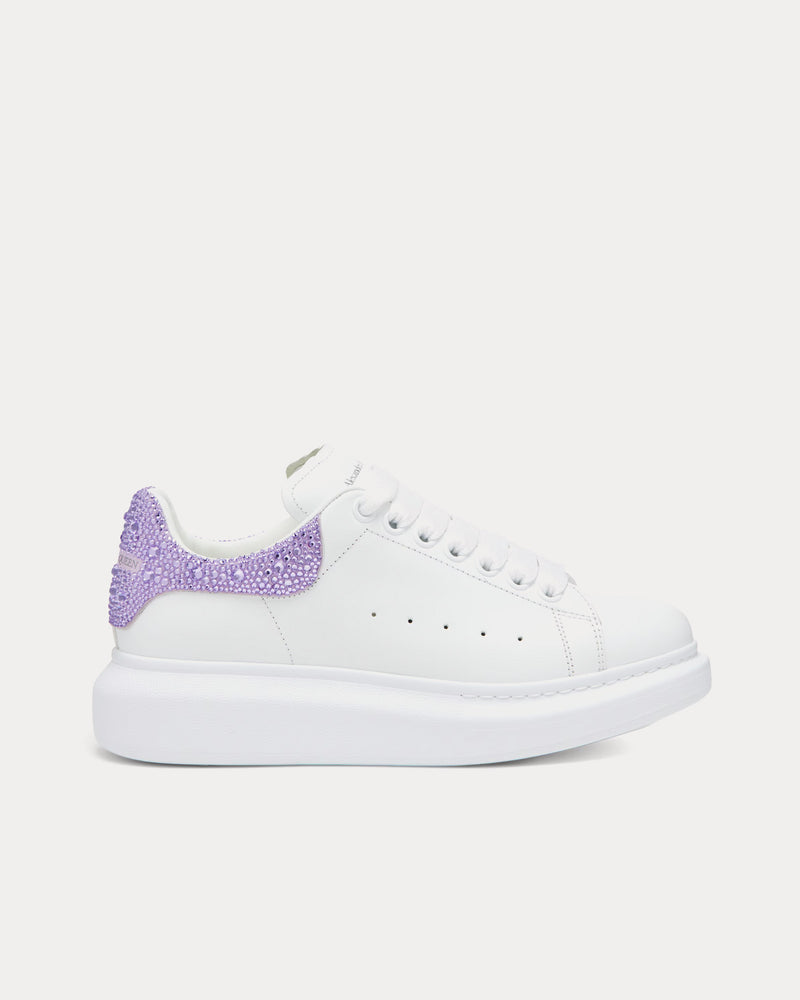 McQueen Oversized Sneaker Calf Leather with Crystal-Embellish White / Lilac Low Top Sneakers - 1