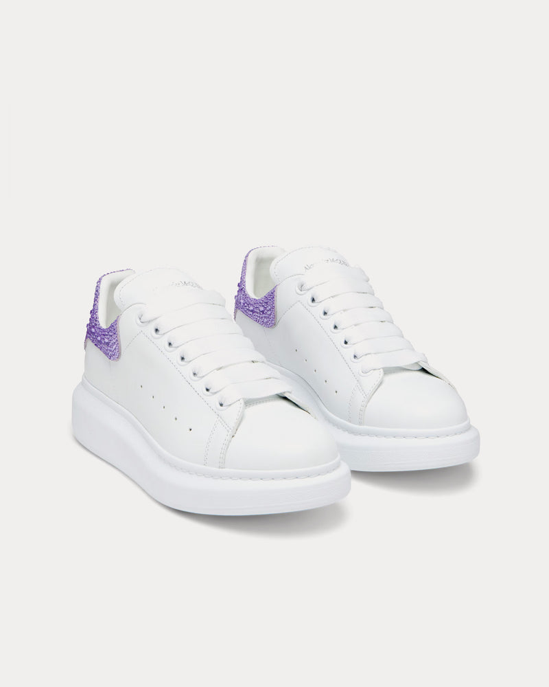 McQueen Oversized Sneaker Calf Leather with Crystal-Embellish White / Lilac Low Top Sneakers - 2
