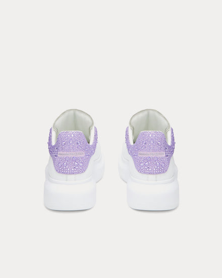 McQueen Oversized Sneaker Calf Leather with Crystal-Embellish White / Lilac Low Top Sneakers - 3