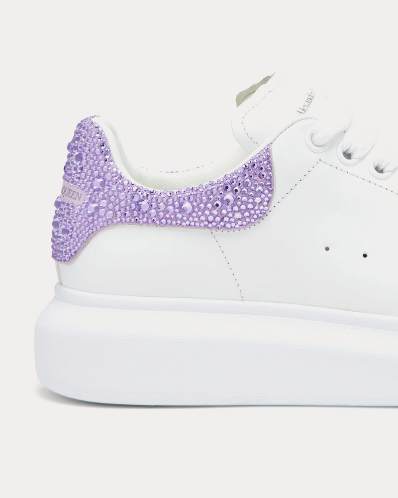 McQueen Oversized Sneaker Calf Leather with Crystal-Embellish White / Lilac Low Top Sneakers - 4