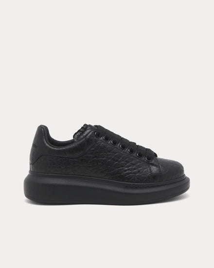 McQueen Oversized Sneaker Grainy Leather Black Low Top Sneakers - 1