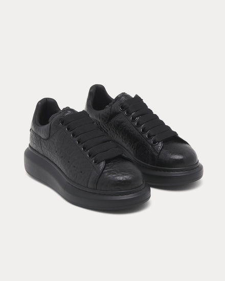 McQueen Oversized Sneaker Grainy Leather Black Low Top Sneakers - 2