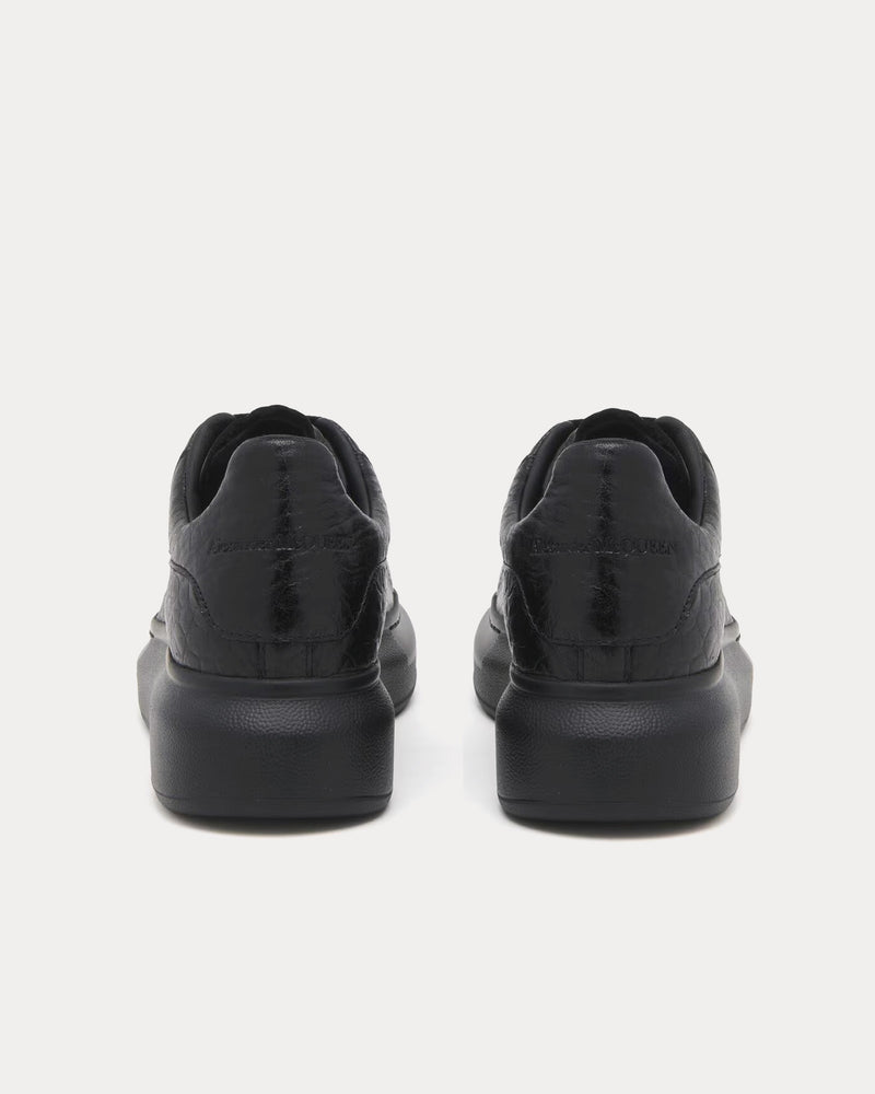 McQueen Oversized Sneaker Grainy Leather Black Low Top Sneakers - 3