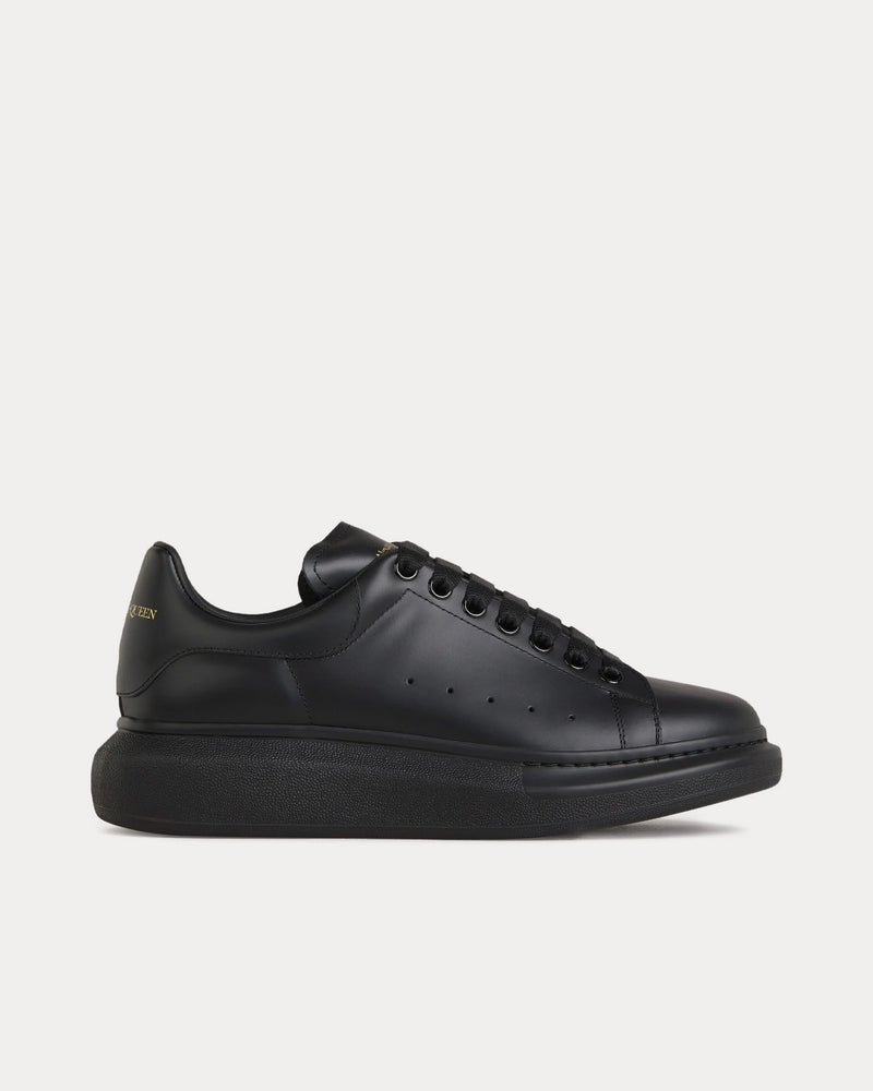McQueen Oversized Sneaker Smooth Leather Black Low Top Sneakers - 1