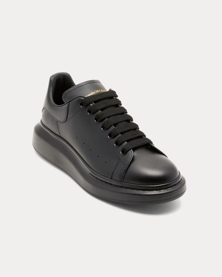 McQueen Oversized Sneaker Smooth Leather Black Low Top Sneakers - 3