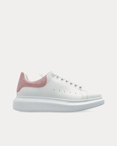 McQueen Oversized Sneaker with Croc-Effect White / Pink Low Top Sneakers