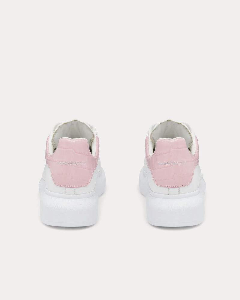 McQueen Oversized Sneaker with Croc-Effect White / Pink Low Top Sneakers - 3