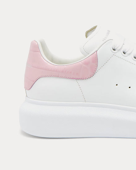 McQueen Oversized Sneaker with Croc-Effect White / Pink Low Top Sneakers - 4