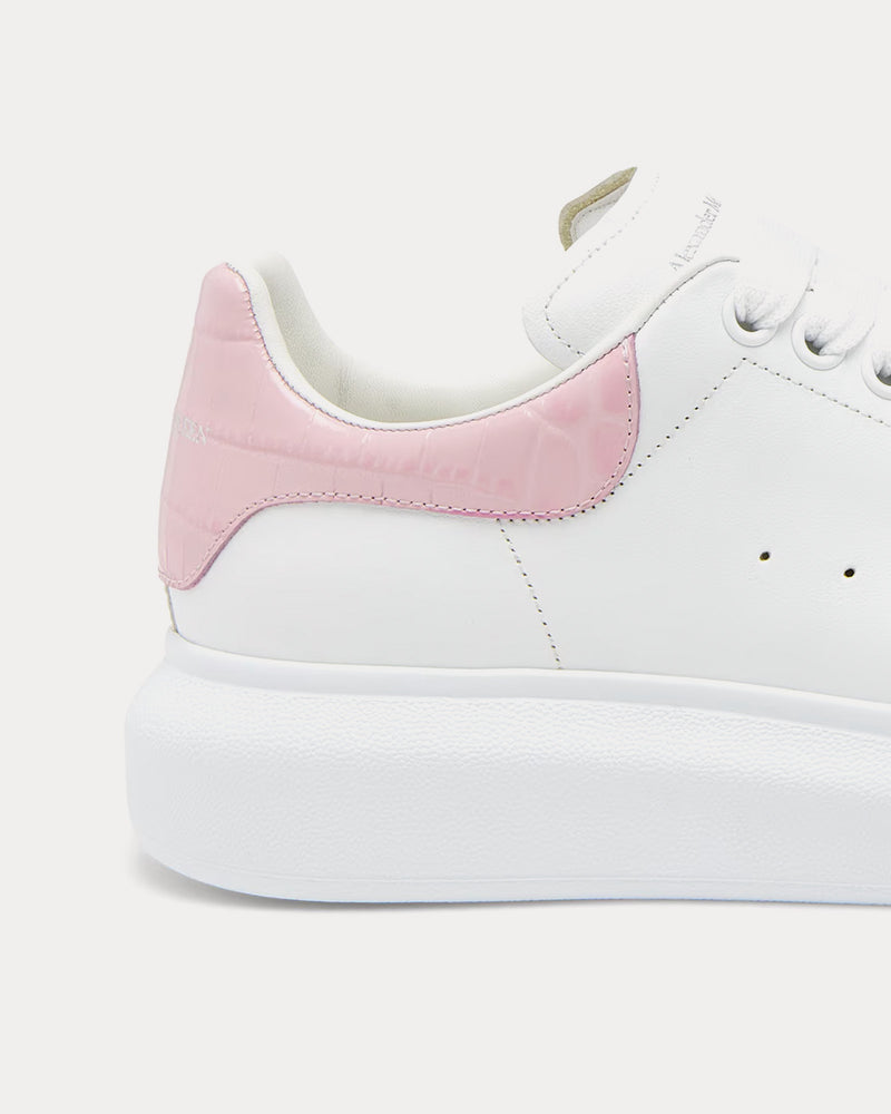 McQueen Oversized Sneaker with Croc-Effect White / Pink Low Top Sneakers - 4