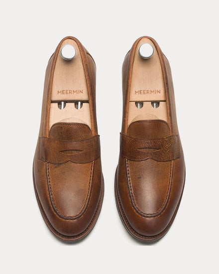Meermin 514045 Waxy Kudu Leather Autumn Spice Penny Loafers - 2