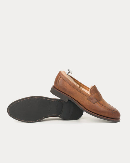 Meermin 514045 Waxy Kudu Leather Autumn Spice Penny Loafers - 4