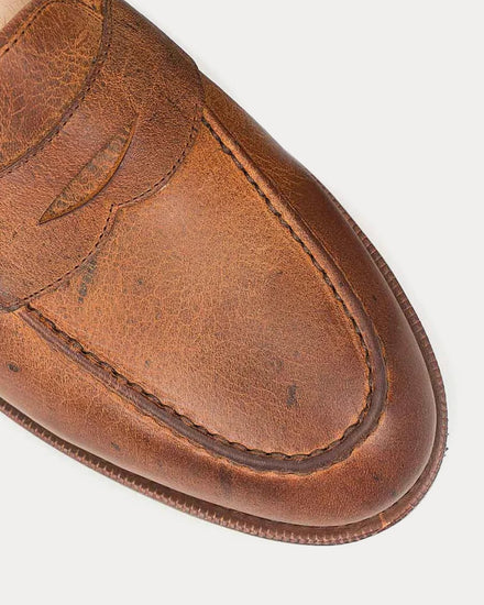 Meermin 514045 Waxy Kudu Leather Autumn Spice Penny Loafers - 5