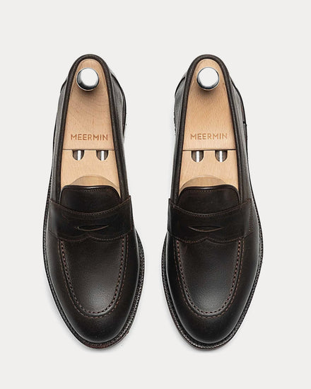Meermin 514045 Waxy Commander Suede Rust Penny Loafers - 2