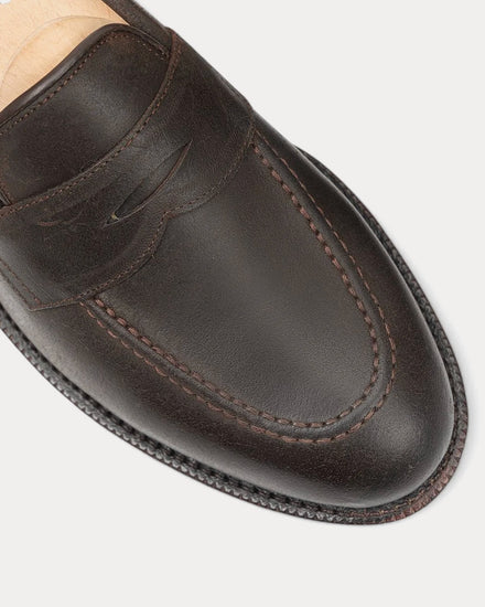 Meermin 514045 Waxy Commander Suede Rust Penny Loafers - 5