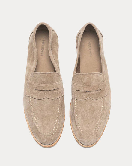 Meermin 514511 Suede Taupe Penny Loafers - 2