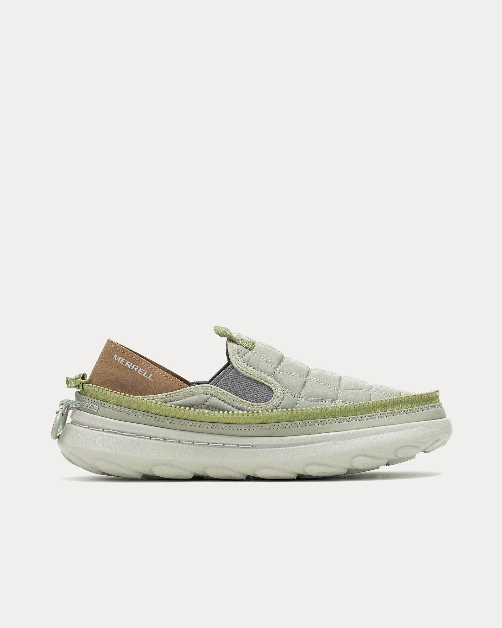 Merrell Hut Moc 2 Shoes Men’s 8 Nylon Slip On Green Quilted Ripstop Merrell Hut Moc 2 Packable Shoes Zip Together to Save Space main image 4