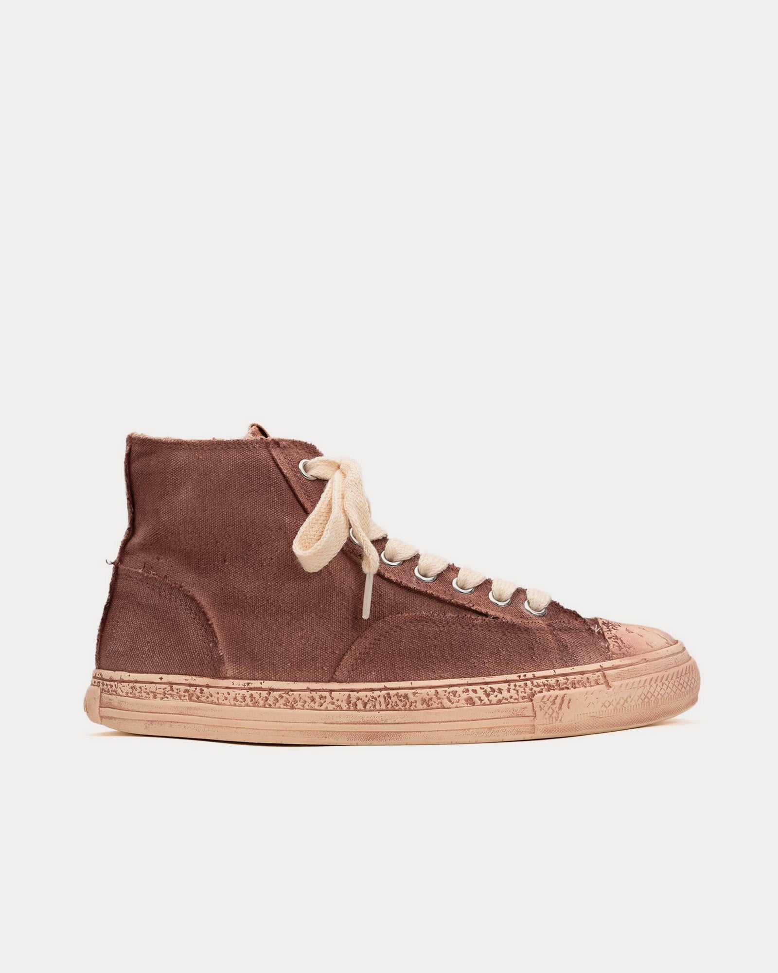 General Scale By Maison Mihara Yasuhiro - Past Sole Overdyed Canvas Bordeaux High Top Sneakers
