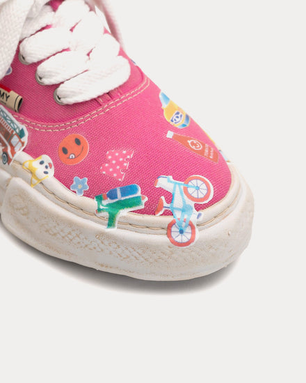 Mihara Yasuhiro Baker OG Sole Sticker Printed Canvas Pink Low Top Sneakers - 2