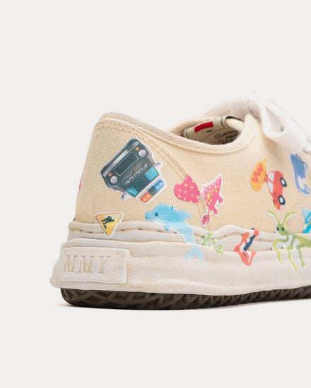 Mihara Yasuhiro Baker OG Sole Sticker Printed Canvas White Low Top Sneakers - 2