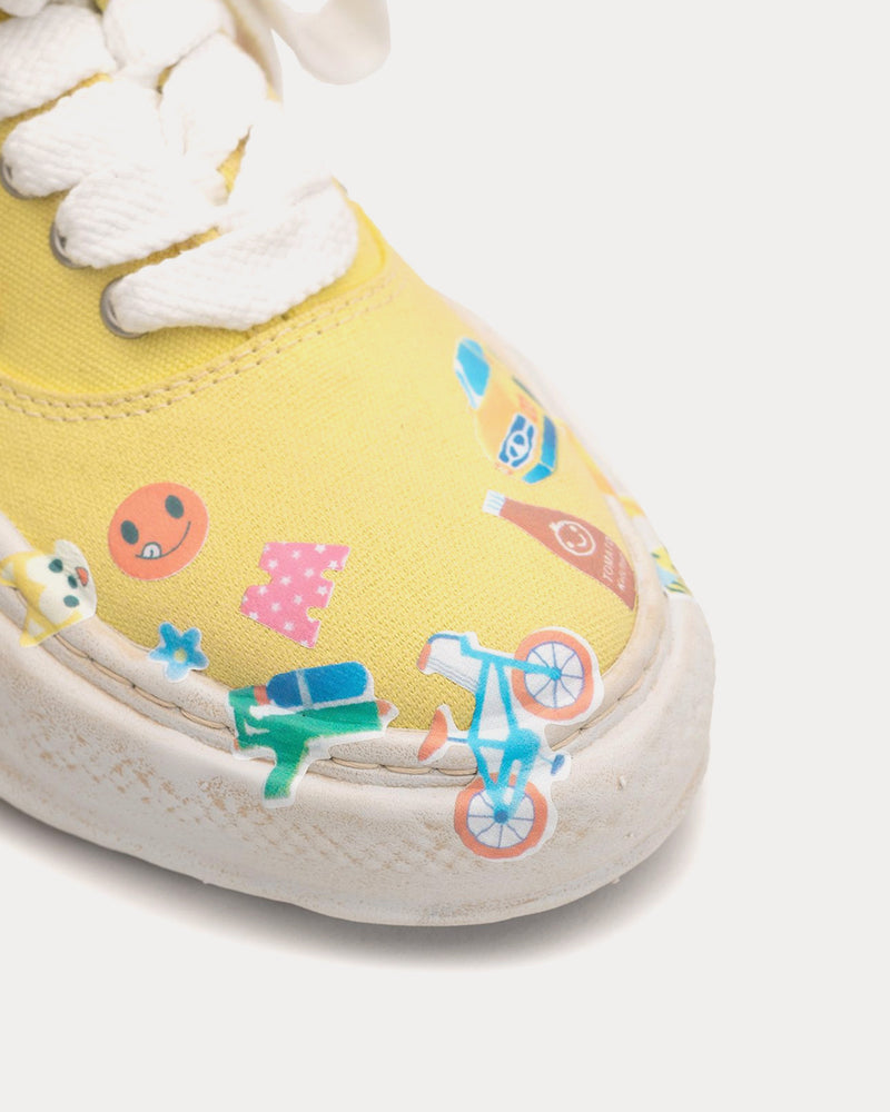 Mihara Yasuhiro Baker OG Sole Sticker Printed Canvas Yellow Low Top Sneakers - 2