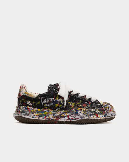 Mihara Yasuhiro Blakey OG Sole Sputtering Paint Canvas Black Low Top Sneakers - 1