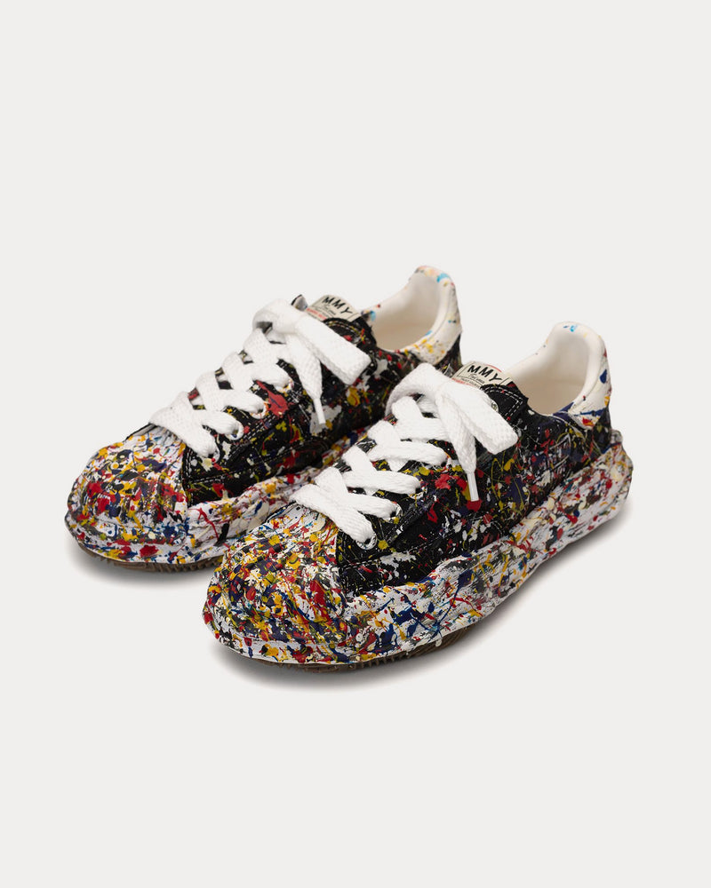 Mihara Yasuhiro Blakey OG Sole Sputtering Paint Canvas Black Low Top Sneakers - 2