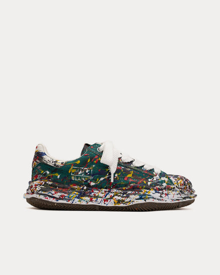 Mihara Yasuhiro Blakey OG Sole Sputtering Paint Canvas Green Low Top Sneakers - 1