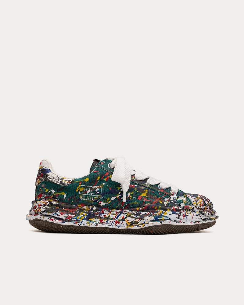 Mihara Yasuhiro Blakey OG Sole Sputtering Paint Canvas Green Low Top Sneakers - 1