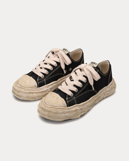 Mihara Yasuhiro Peterson23 OG Sole Garment Dyed Canvas Black Low Top Sneakers - 2