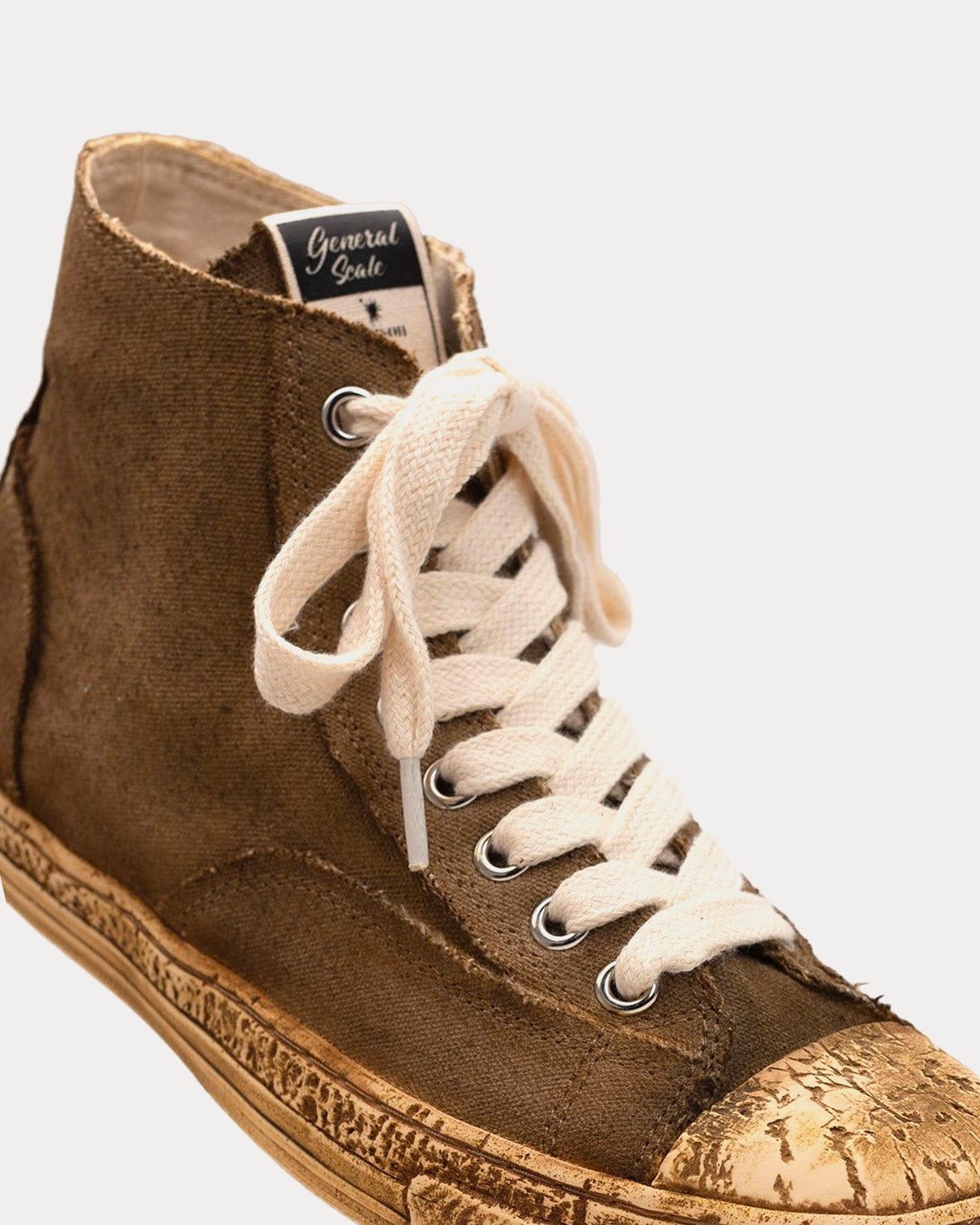 General Scale By Maison Mihara Yasuhiro - Past Sole Overdyed Canvas Brown High Top Sneakers