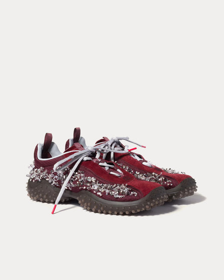 Miu Miu Bubble Embroidered Technical Fabric & Suede Burgundy Low Top Sneakers - 2