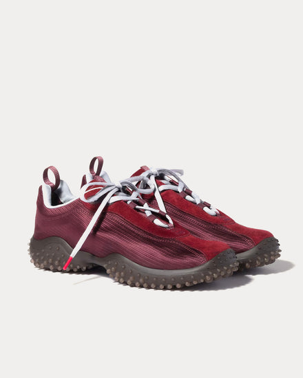 Miu Miu Bubble Technical Fabric & Suede Burgundy Low Top Sneakers - 3
